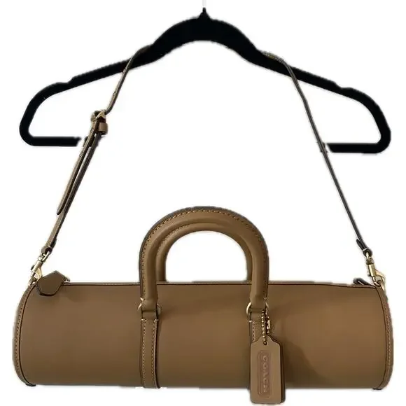 NWT Coach Barrel Bag natural grain leather tan brass vanilla brand new purse - Picture 11 of 15